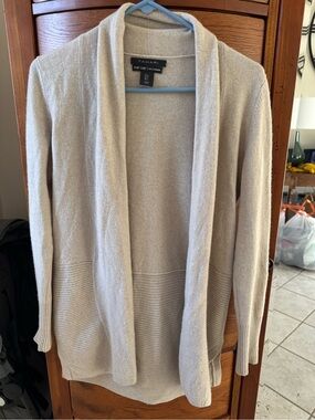 Tahari Open-Front Cashmere Cream Cardigan Sweater